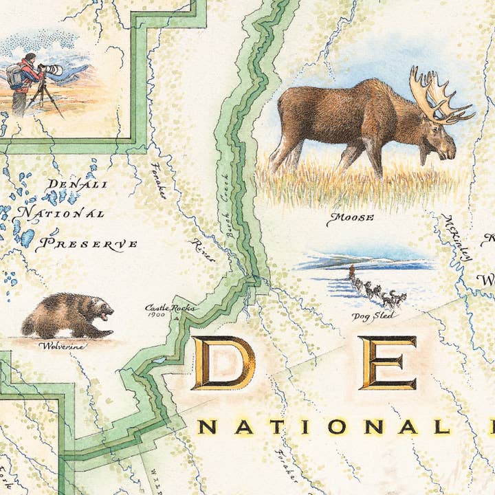 XPLORER MAPS - Vente Cartes postales - Carte postale en bois du parc national de Denali1