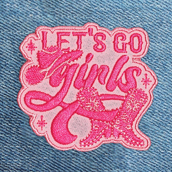 Let's Go Girls Embroidered Patch for wholesale by Rootin' Tootin' Tees