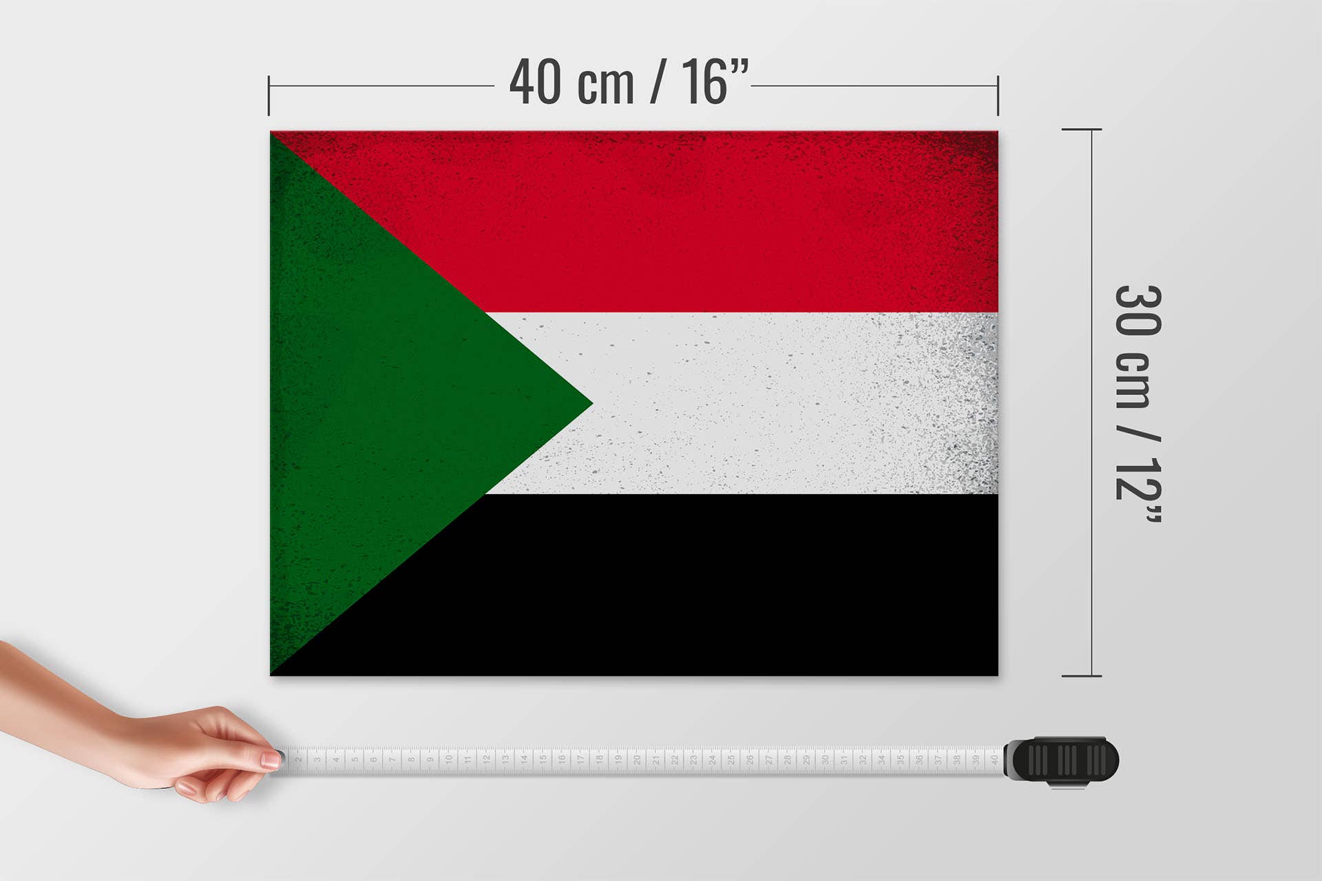 Femer - Vente Pancarte - Drapeau du Soudan Panneau vintage en bois 40 x 30 cm3
