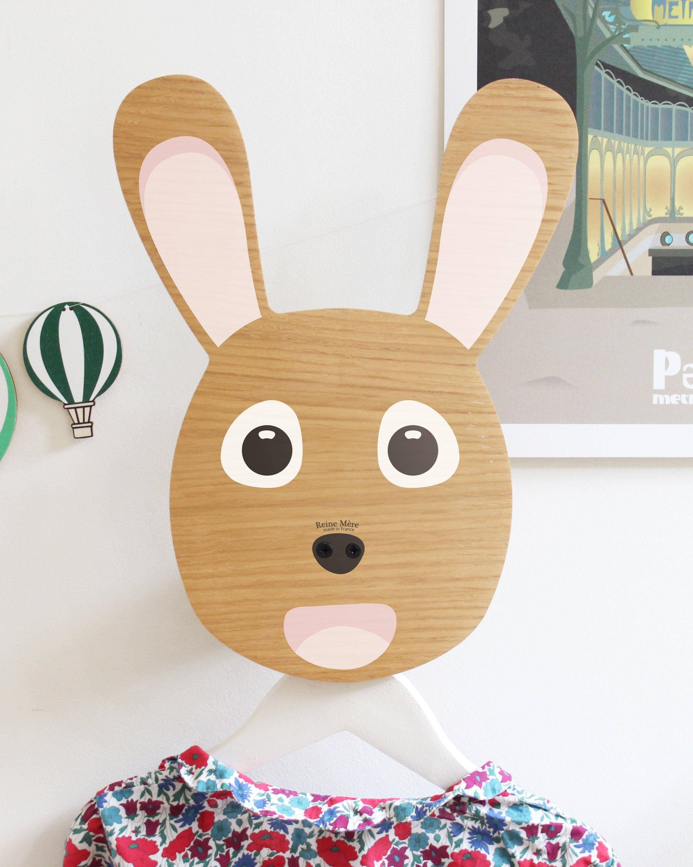 Reine Mère - Wholesale Wall Accent - Rabbit On The Wall - Children's coat hook in oak veneered MDF0