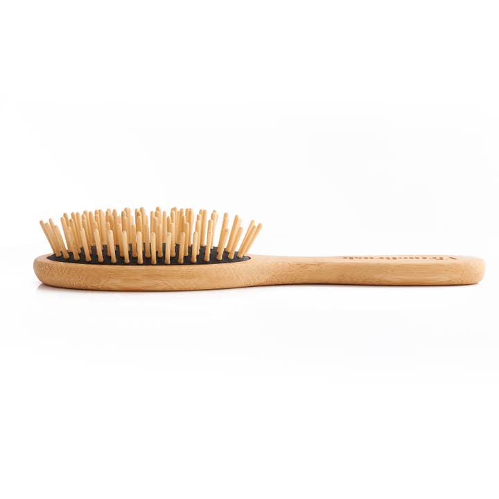 Oval Bamboo Hair Brush with Long Pins for wholesale by VirtueBrush