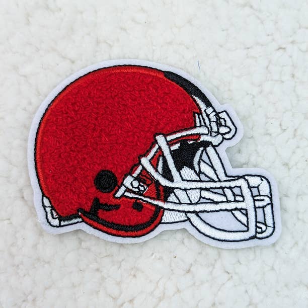 RED Football Helmet Hat/Pocket Chenille Patch for wholesale by Trendy Transfers