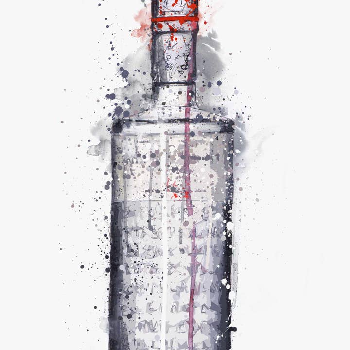 We Love Prints – Impressão artística por atacado – Conjunto de presente com impressão de garrafa de gim escocês (conjunto de 4)