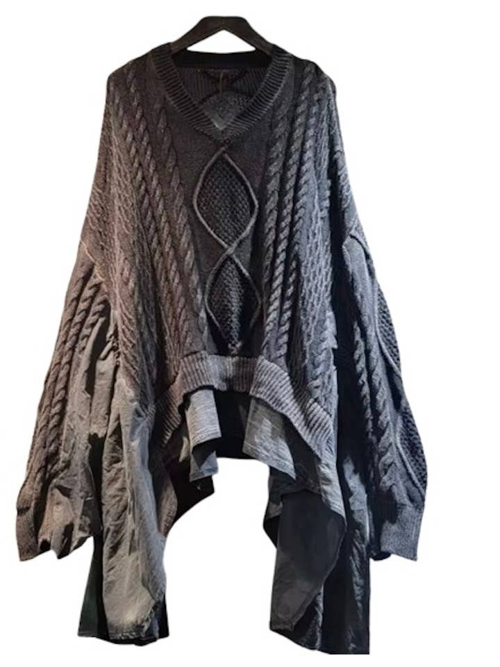 Luxe & Leather by Madonna & Co – wholesale Knitted jumper – Women′s – Textured Sweater with Asymmetrical Trim1