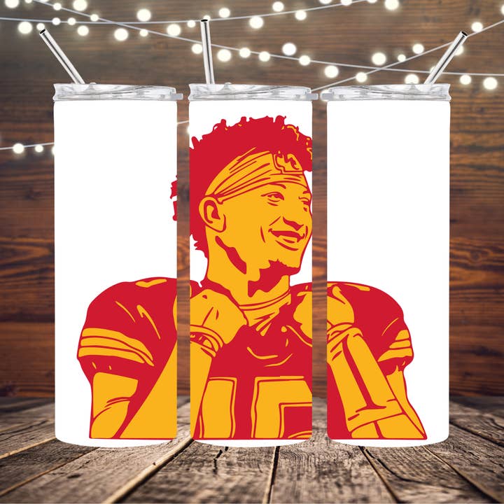 15 Patrick Mahomes Chiefs 20oz Skinny Tumbler for wholesale by Dogwood Graphics & Design
