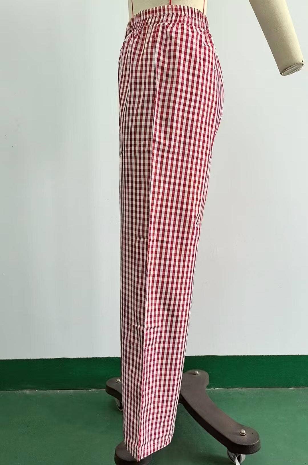 HIDDENBRAND - Wholesale Pants - Women's - Plaid Print Slacks Wide-Leg Lounge Pants5