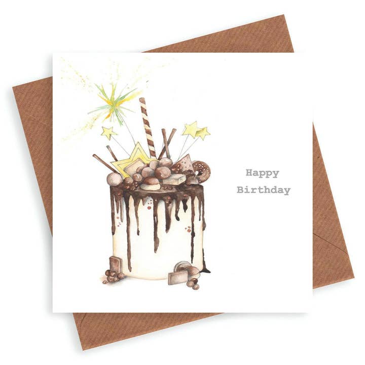 Choccie Woccie Card – Luxury Cake Design Greeting Card with Kraft Envelope for wholesale by Crumble & Core