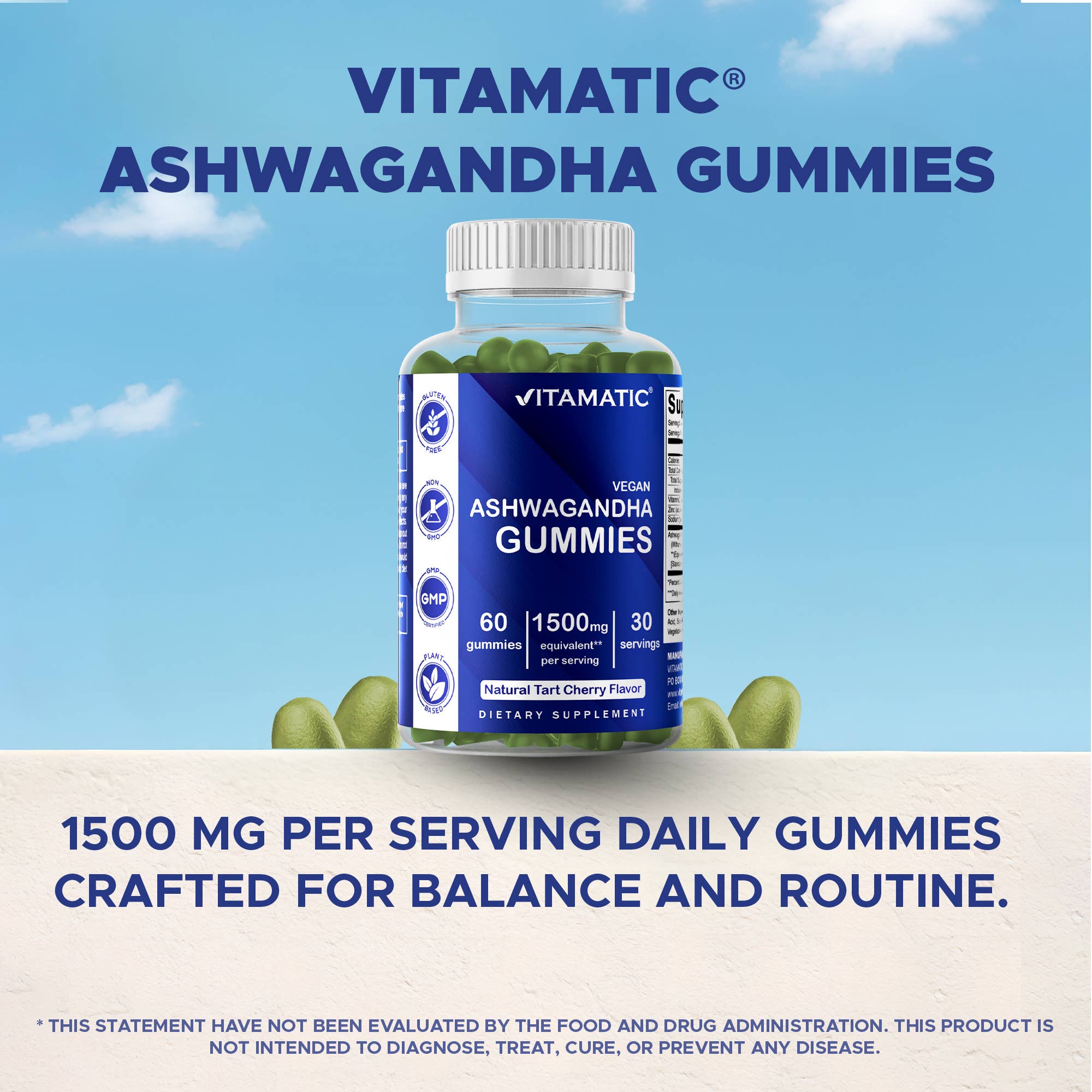 Vitamatic – wholesale Oral supplement/vitamin – Vitamatic | Ashwagandha 1500mg | 60 Vegan Gummies4