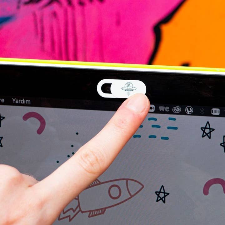 Glijdende webcamhoes | Space Ship Mini | Wit voor wholesale door Funsy