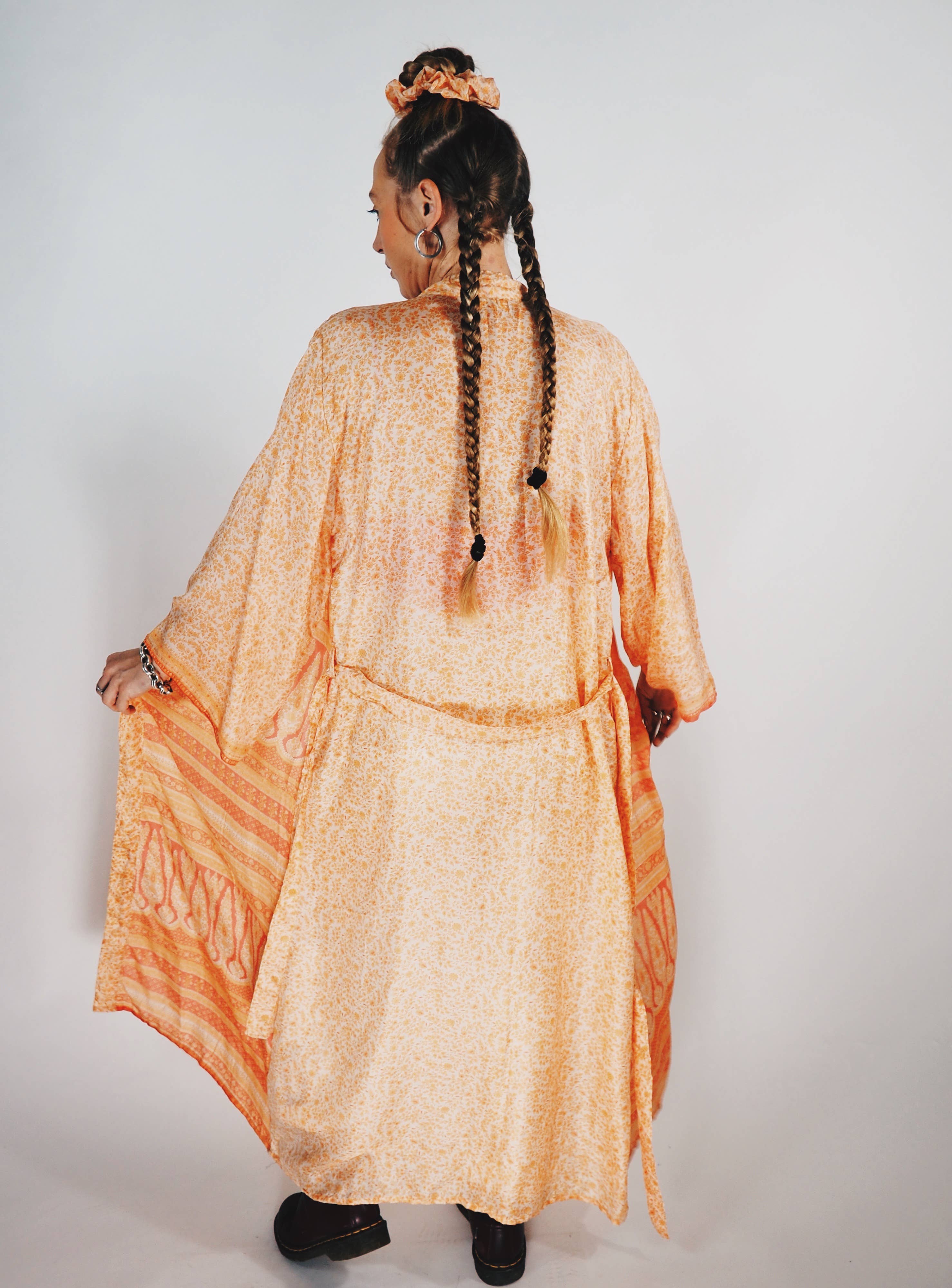 Vagabond Ibiza - Wholesale Kimono - Women's - The Kardash Kimono Long – Up-cycled Vintage Sari Kimono 25