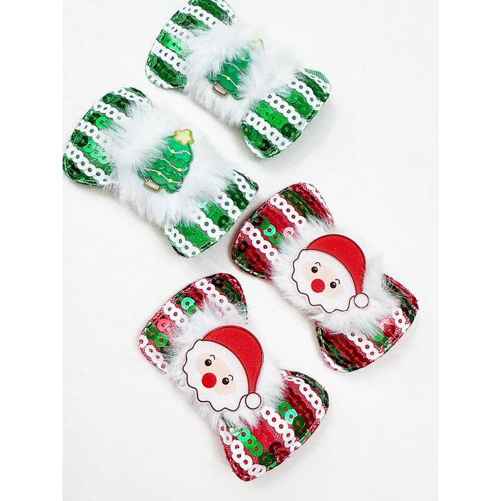 MIX COLOR Christmas Character Fur Hair Pins for wholesale on Faire7