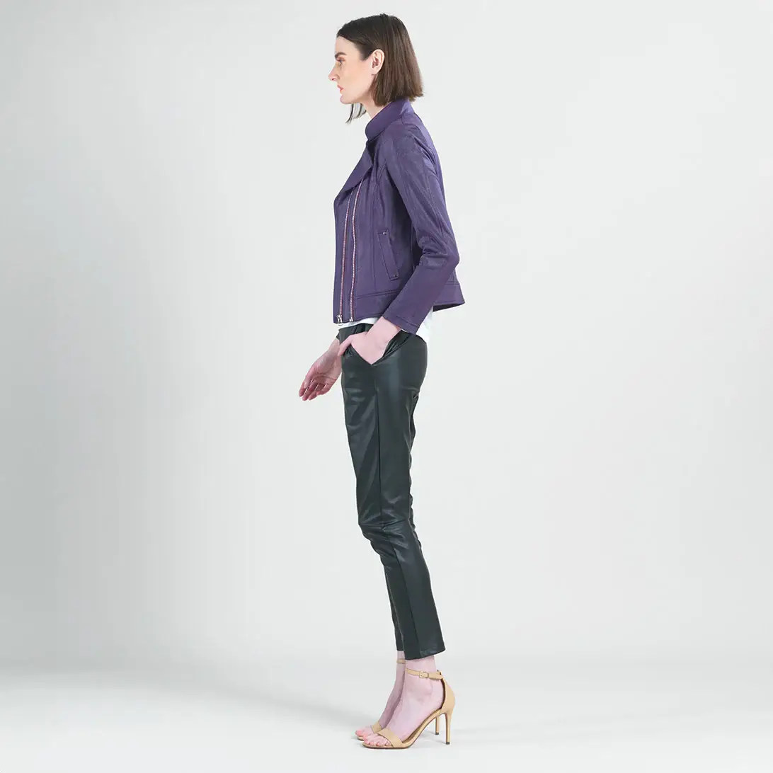 Clara Sunwoo - Vente Veste en cuir – femme - JKZ1 - Veste à double poche zippée en cuir liquide™9