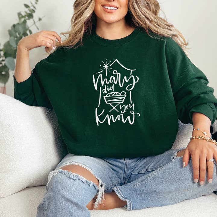 Mary Did You Know Christmas Sweatshirt - Christmas Tee for wholesale by Wholehearted Motherhood and Co.