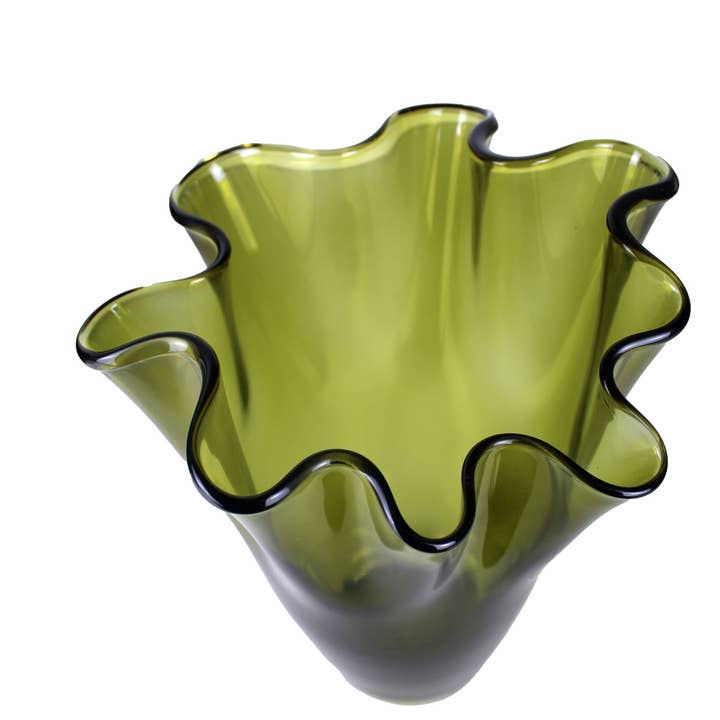 Signature Home Collection GmbH - Vendita all'ingrosso Vasi - Vaso di vetro ondulato verde vaso di fiori vaso di vetro vaso da tavolo