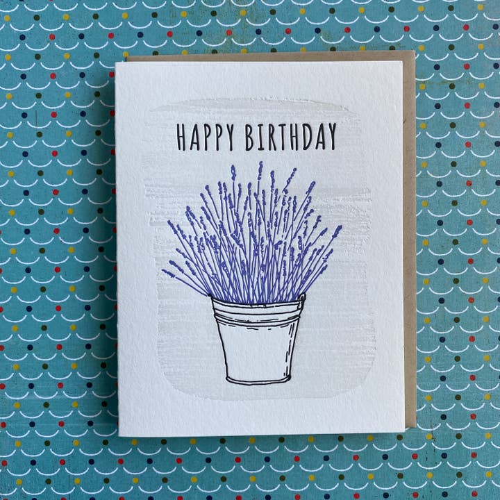 Lucky Bee Press - Wholesale Birthday Card - Happy Birthday Lavender - letterpress card