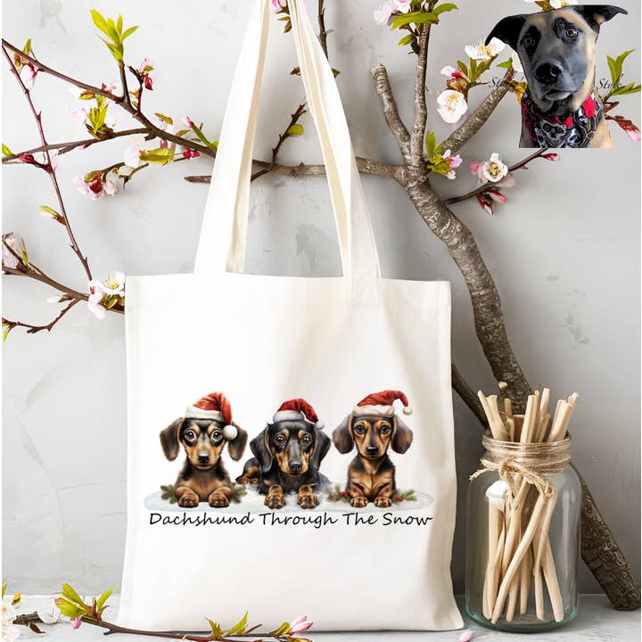 Dachshund Through The Snow Tote Bag for wholesale by Storms Style