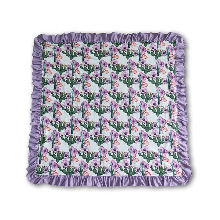 Yawoo Garments - Wholesale Bedding Blanket - Kids & Baby - Cactus floral lavender minky baby blankets1