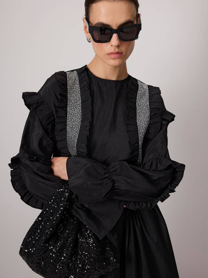 Black Sequin Mini Hobo Bag – Evening & Party Essential for wholesale by Touché Privé