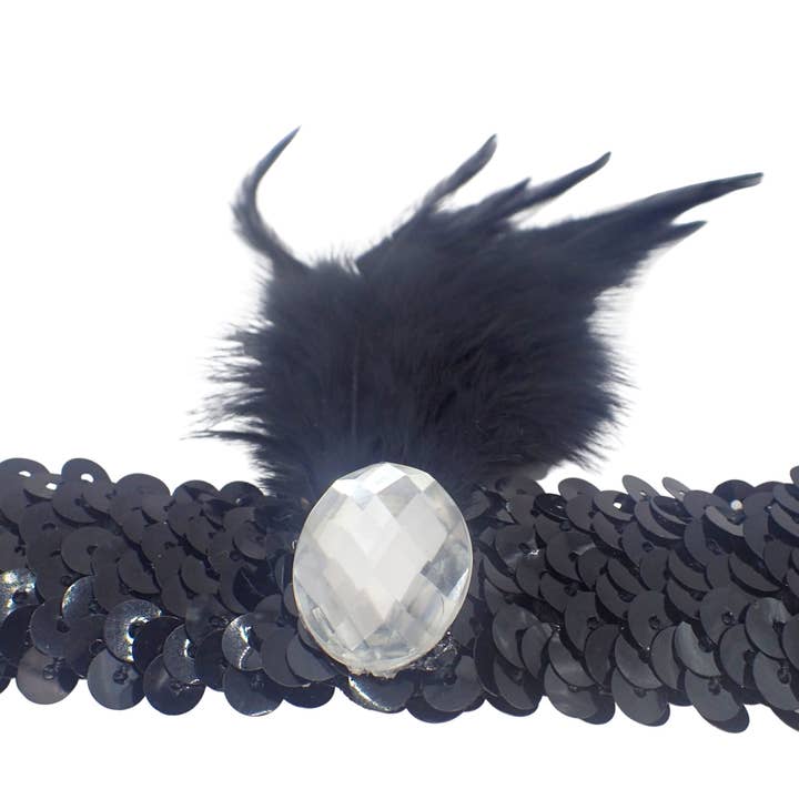 Black 1920s vintage style Flapper Headband with Feathers for Women, 1920s Accessories, Flapper Dress, Hair Accessories, Gatsby accessories women for wholesale on Faire1