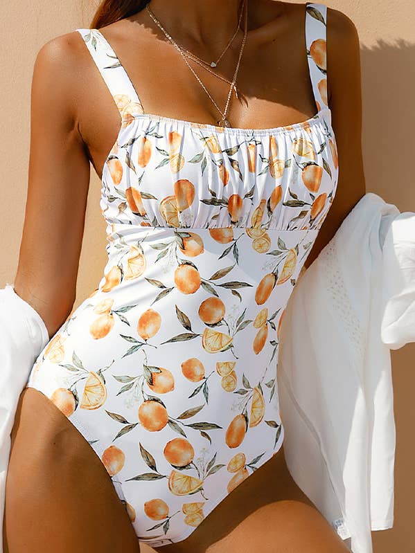 2 Shoulder Citrus Print One Piece Bikini Swimsuit for wholesale by Sweetkama