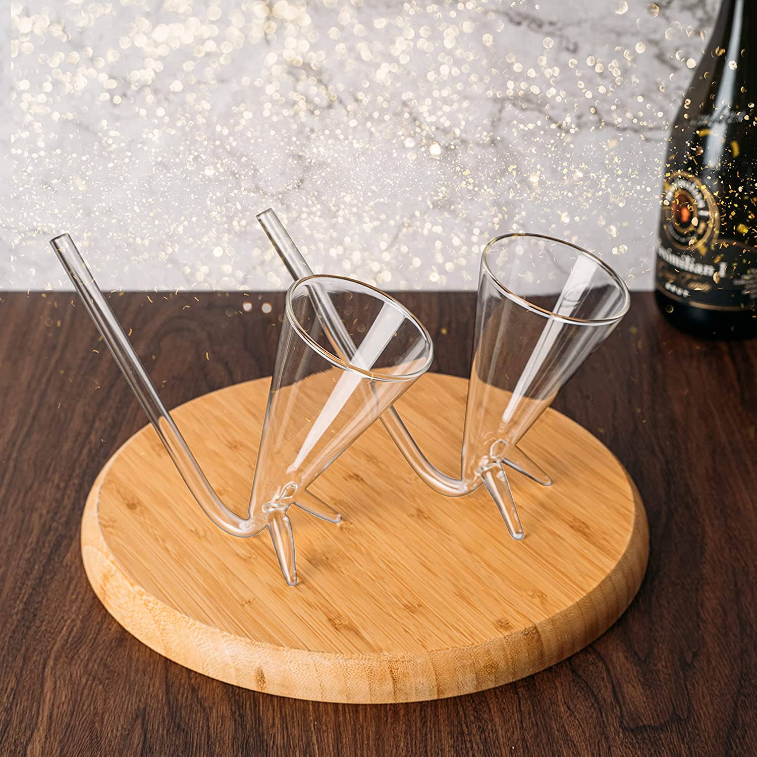 The Wine Savant /  Khen Glassware - Wholesale Champagne Flute - 2pk Champagne Shooter With Stands - Acrylic Plastic Reusable2