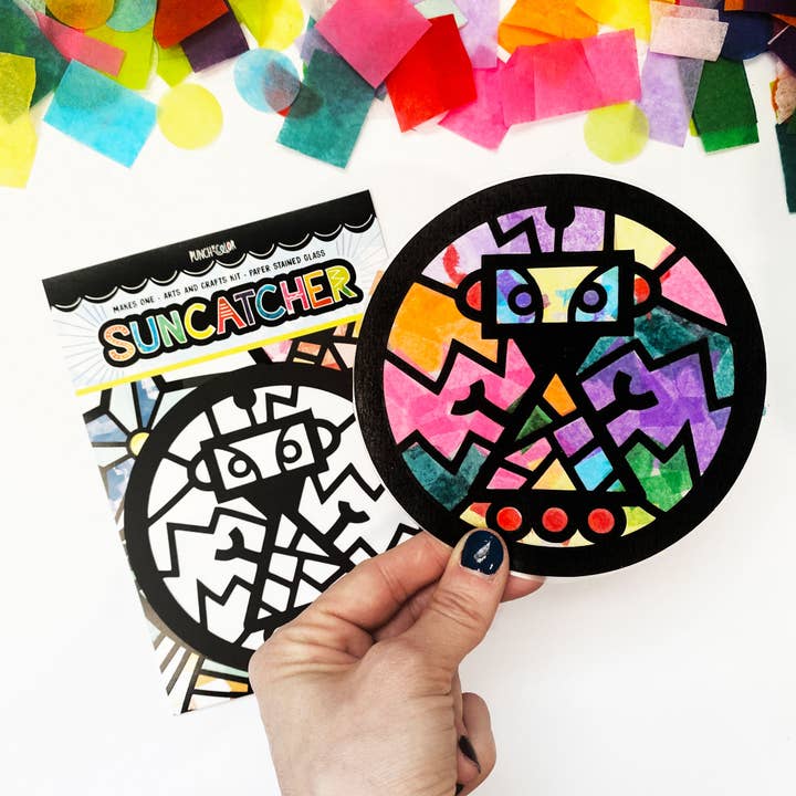 Robot Paper Suncatcher Craft Kit for wholesale by Punch of Color