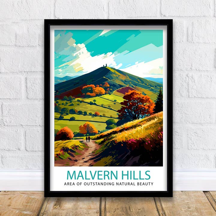 Malvern Hills Travel Poster Malvern Hills Wall Art Malvern Hills Home Decor Malvern Hills Illustration Travel Poster Gift for Malvern Hills for wholesale by InkNPrintz