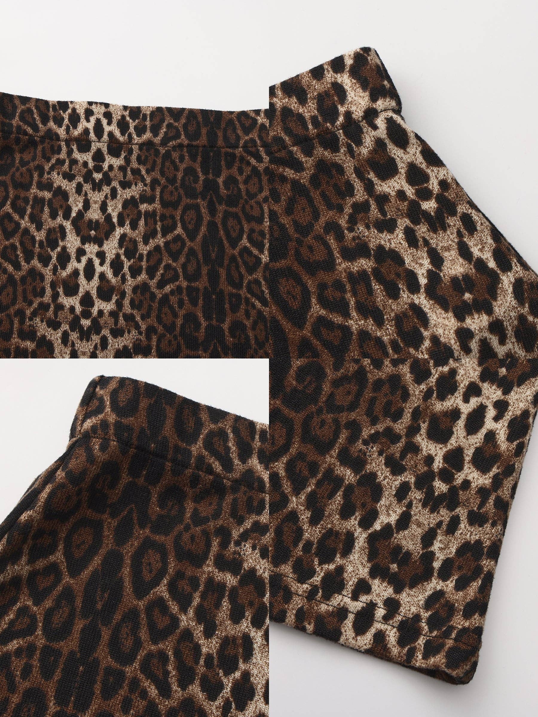 Brown Vintage Leopard Print Draped Maxi Skirt for wholesale on Faire6