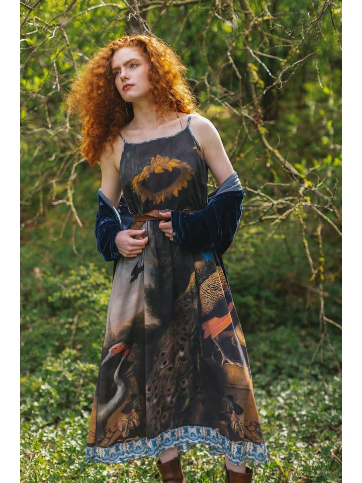 Market of Stars (USA) - Wholesale Dress - Women's - Wild Beauty Bohéme Long Slip Dress w/ Peacock Birds & Floral4