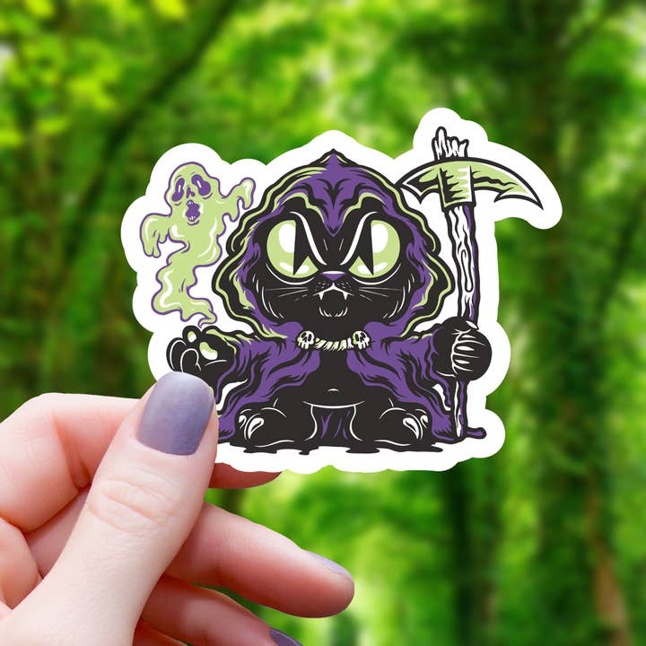 Mimic Gaming Co - Wholesale Sticker - Purple Grim Reaper Cat Sticker - 3"