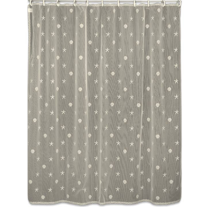 Heritage Lace - Wholesale Shower Curtain - Beach Coastal Sand Shell 72x72 Lace Shower Curtain