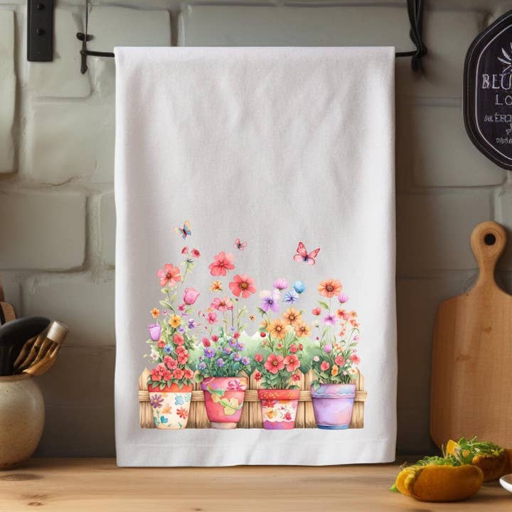 Floral Pastel Kitchen Tea Towel, Durable Hand Towel, Gift for wholesale by Fernville Creations