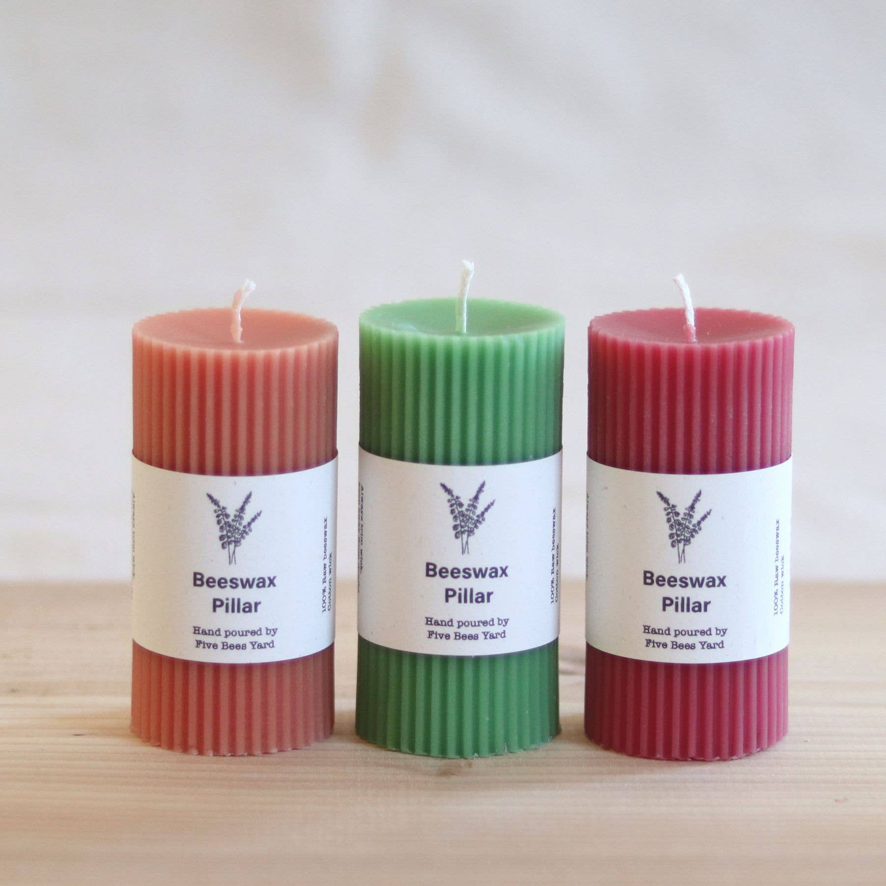 Five Bees Yard - Wholesale Pillar Candle - Linear Pillar Candles | Natural Dyes and Clean Burn | Gift6