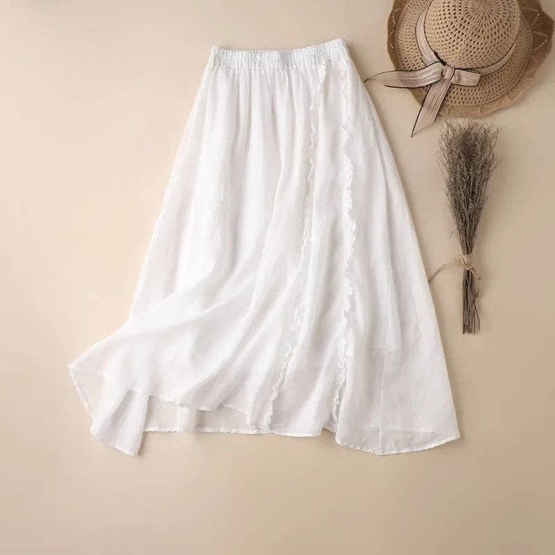 UZ Wholesale Store - Vendita all'ingrosso Gonna - Donna - Mezza gonna elastica in vita tinta unita con bordo a fungo6