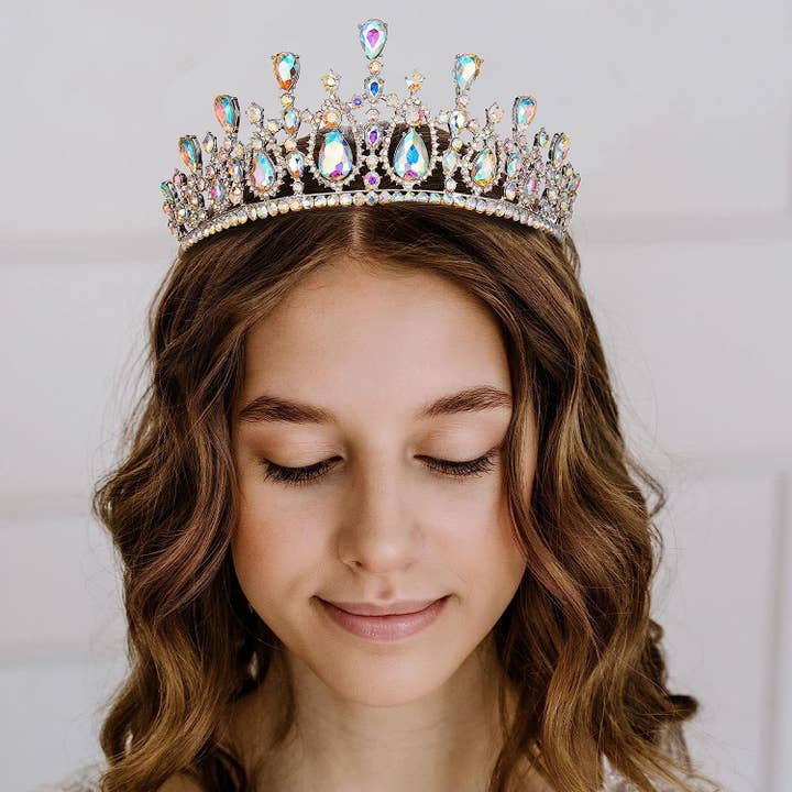 SWEETV - Wholesale Tiara - Women's - Crystal Tiaras and Crowns for Women Wedding AB Rhinestone