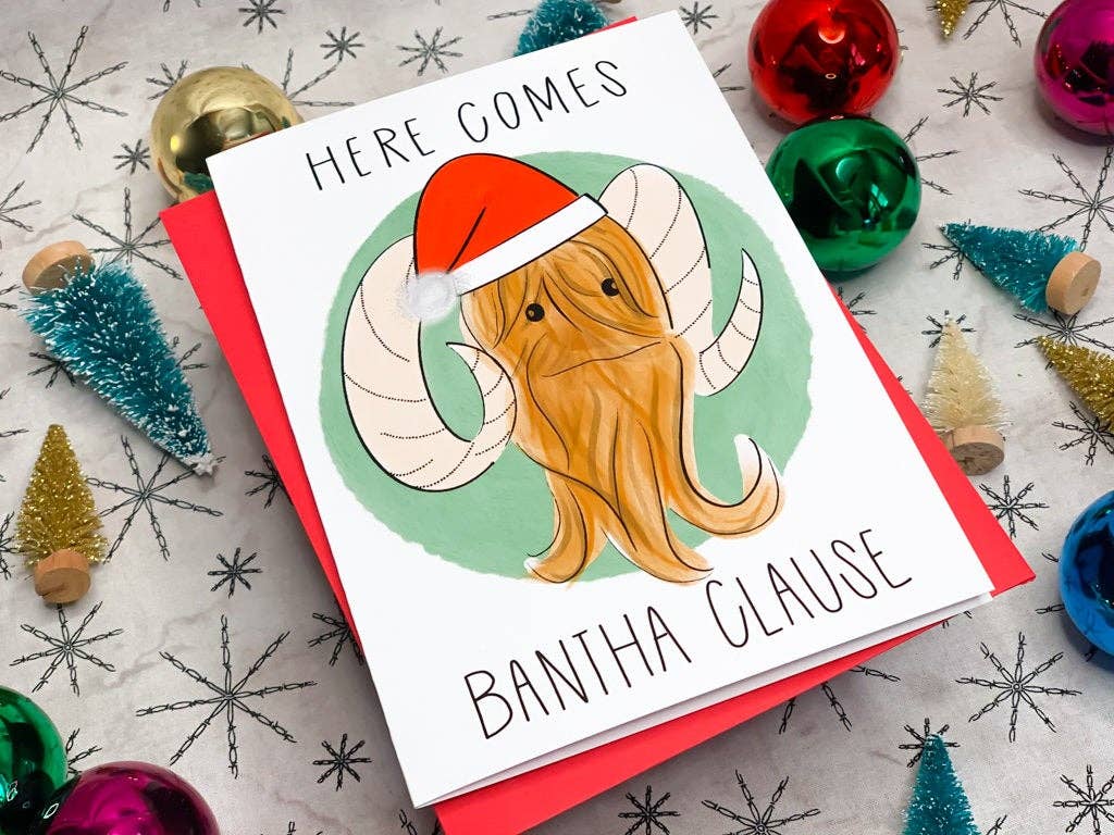 Stone Donut Design, LLC - Wholesale Christmas Card - Here Comes Bantha Clause Mandalorian-Inspired Card0