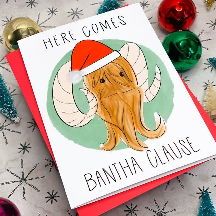 Stone Donut Design, LLC - Wholesale Christmas Card - Here Comes Bantha Clause Mandalorian-Inspired Card