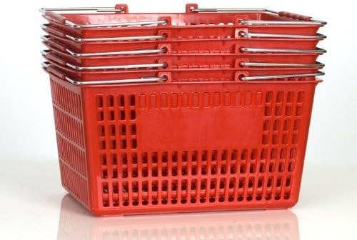 Only Hangers - Wholesale Grocery/Shopping Bag - Only Hangers Shopping Basket (Set of 5) Durable Plastic with Metal Handles4