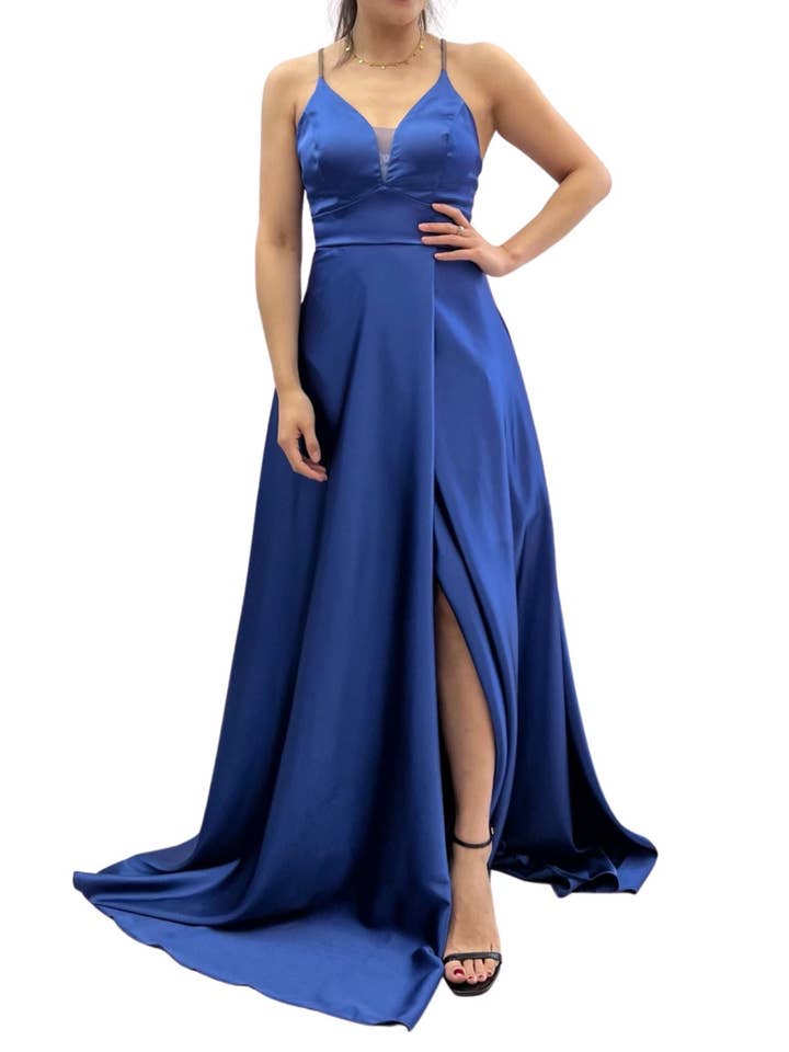 GP1441B satin long dress for wholesale by Invitadissimas