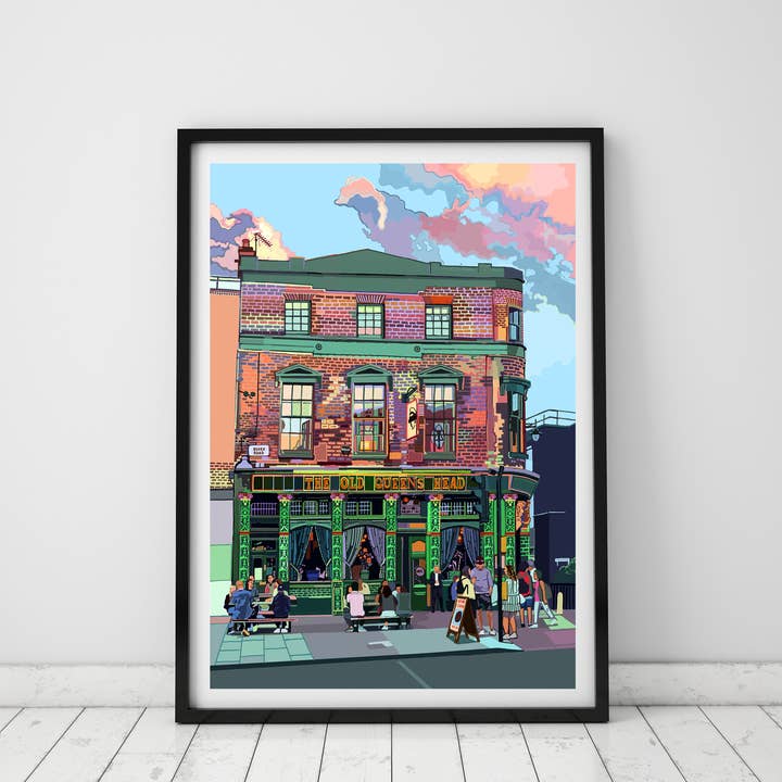 The Old Queens Head, Islington, North London Art Print for wholesale by Tomartacus