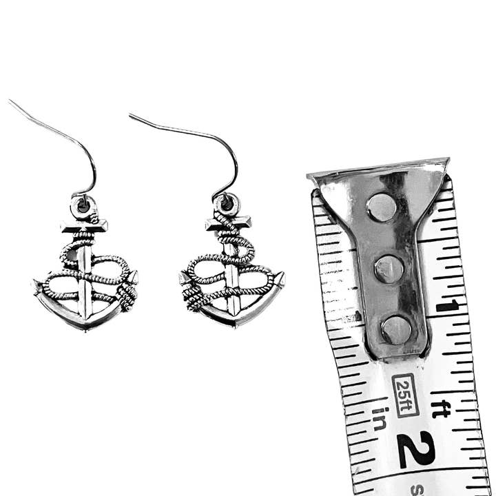Broken Record Boutique - Wholesale Dangle Earrings - Silver Rope Anchor Dangle Earrings on "Life's a Beach" Card2