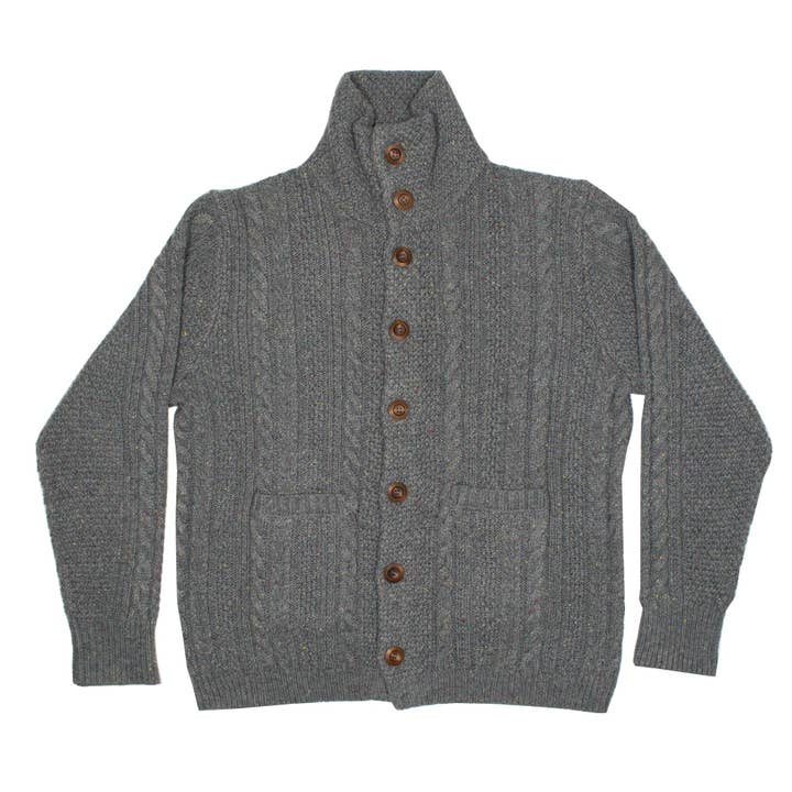 Grey Donegal Cardigan Sweater for wholesale by DIBI