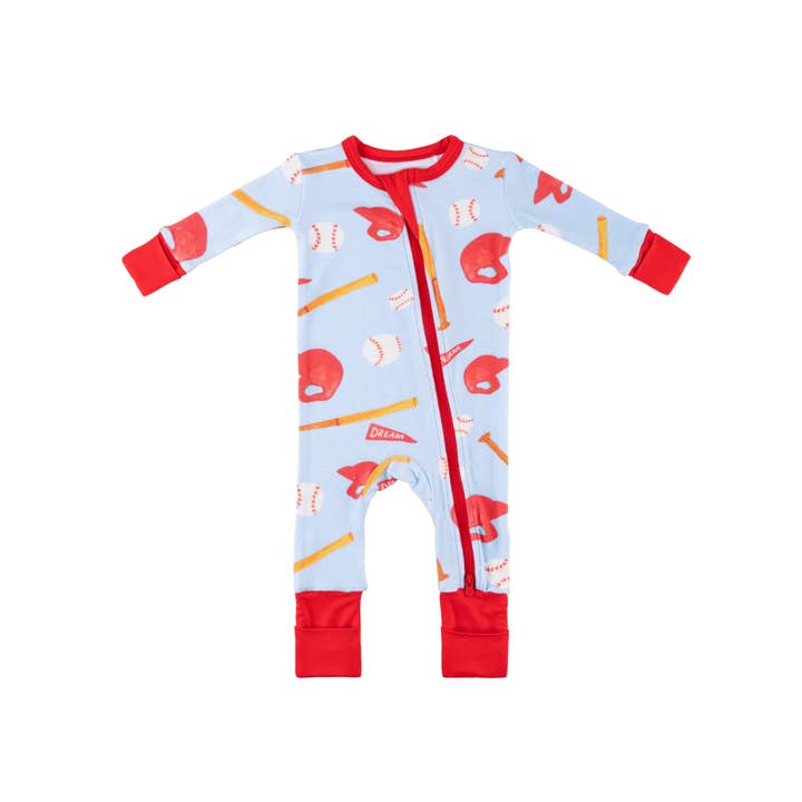 Pigiama in Bambù per Bambini con DreamCuffs® - Baseball per la vendita all'ingrosso da parte di Dreamland Baby