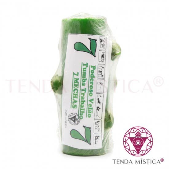 7 Wicks Green Candle for wholesale by Tenda Mística