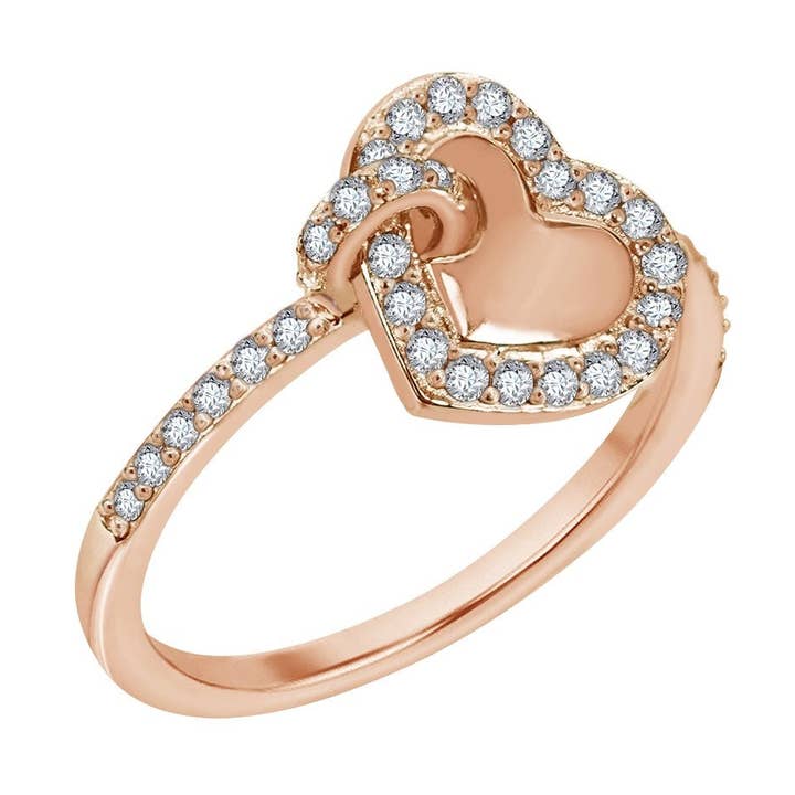 Interlocking Heart Circle Ring for wholesale by GEMOUR