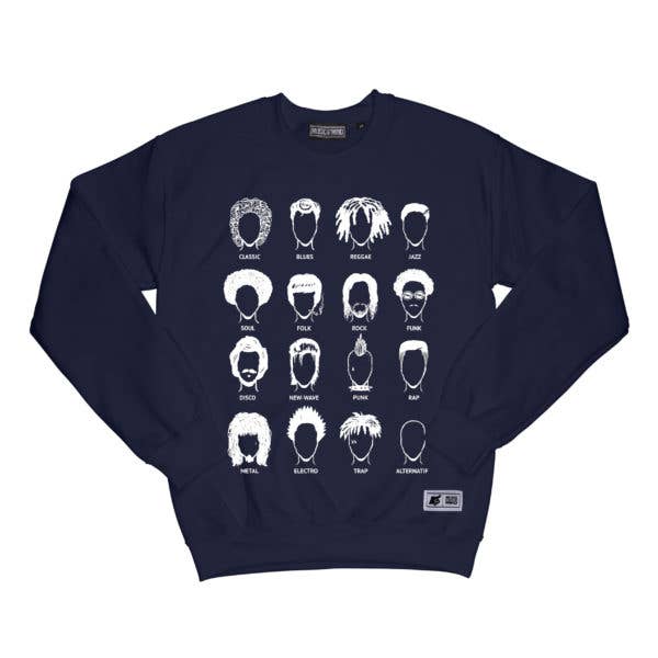 Girocollo Music Heads Navy per la vendita all'ingrosso da parte di Music State of Mind