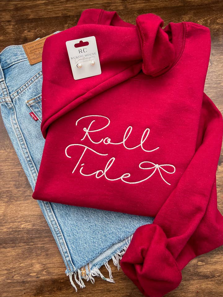 Roll Tide Embroidered Sweatshirt for wholesale by Rustic House Creations