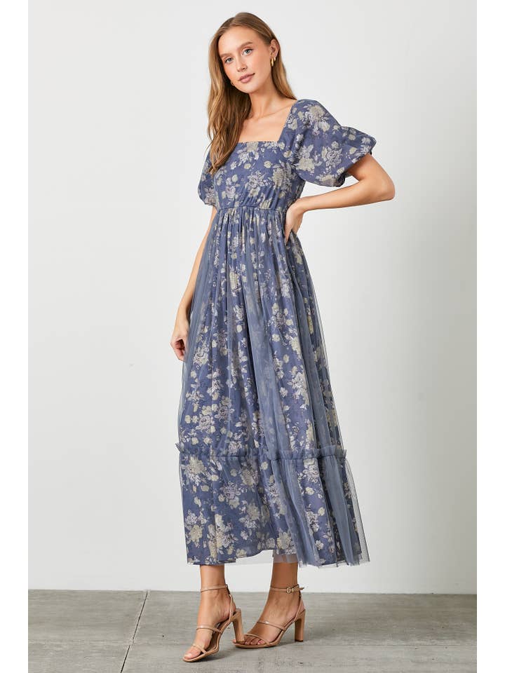 Polagram by Wellmade USA - Wholesale Dress - Women's - TULLE MESH OVERLAY MAXI DRESS