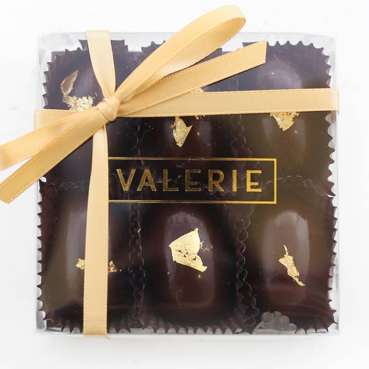 6pc Golden Bittersweet Chocolate Eggs for wholesale by Valerie Confections