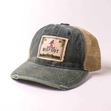 Mid America - Wholesale Baseball Cap - Unisex - Bigfoot Trading Trucker Cap w/Patch - Forest/Khaki - 6ct0